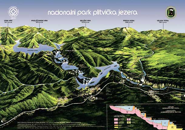 Mappa del Parco Nazionale dei Laghi di Plitivice 